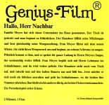 Genius Film Hallo Herr Nachbar first box back